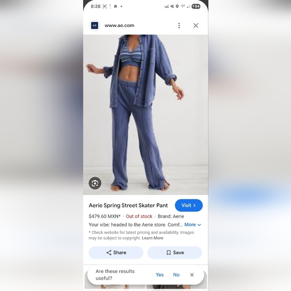 The long shirt is xs and the pants are small. Aerie Textured Blue Lounge Set - Picture 5 of 5